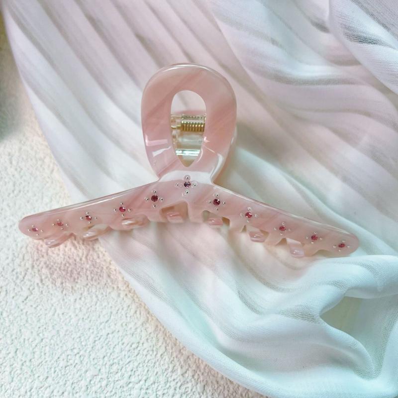 One Hypoallergenic Acetate Hair Clip Adorned with Sparkling Rhinestones, Designed to Securely Hold Medium to Thick Hair. This Elegant Shark Claw Clip in Emerald Green Is Perfect for Women'S Updo Hairstyles, Suitable for Parties, Weddings
