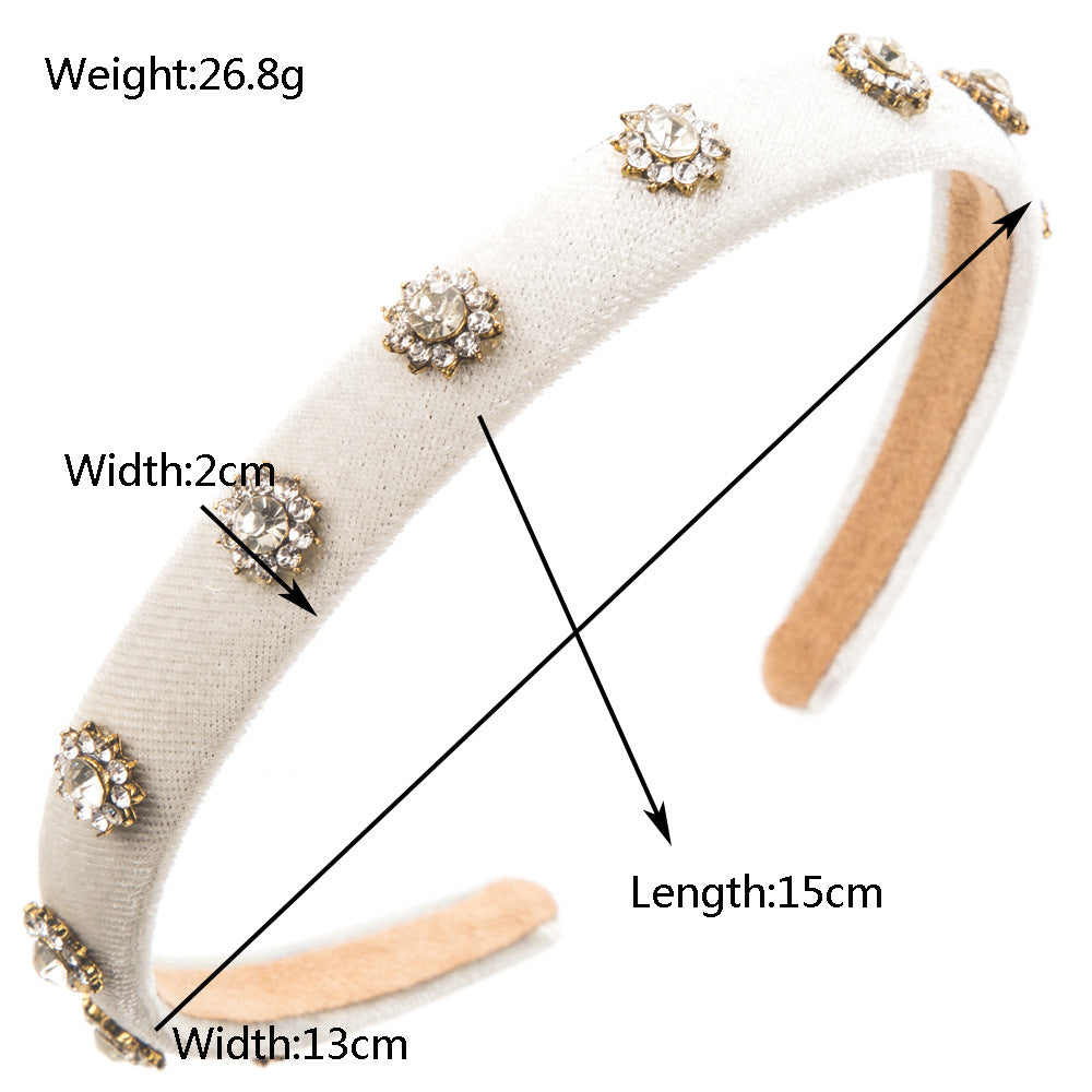 Korean Style Trendy New Flocked Fabric Thin Hairband  Flower High-Quality Hair Accessories