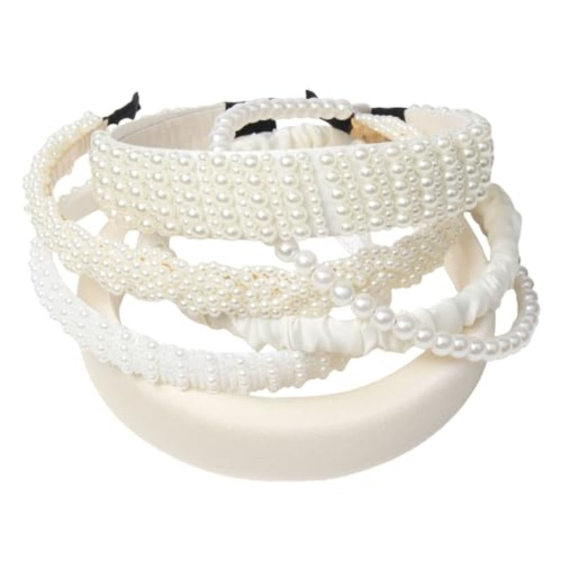 6PK Headbands for Women Slim and Wide Hair Band Cute Headband Set for Girls Fashion Beige Solid Wide Headbands Hair Accessories Set
