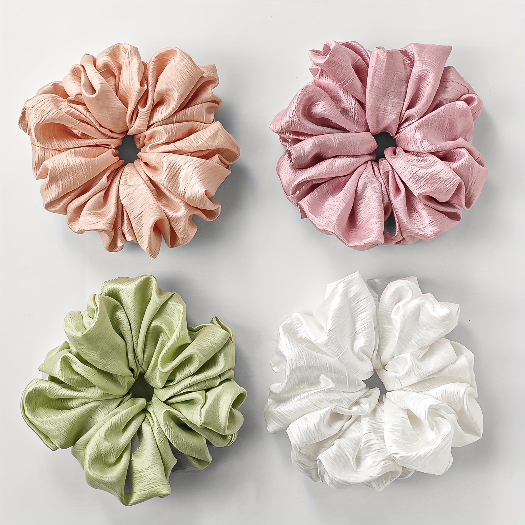 4pcs Set of Oversized Hair Ties, Solid Color Hair Bands, Satin Hair Ropes, Hair Tie Headdress, Women'S Hair Additions
