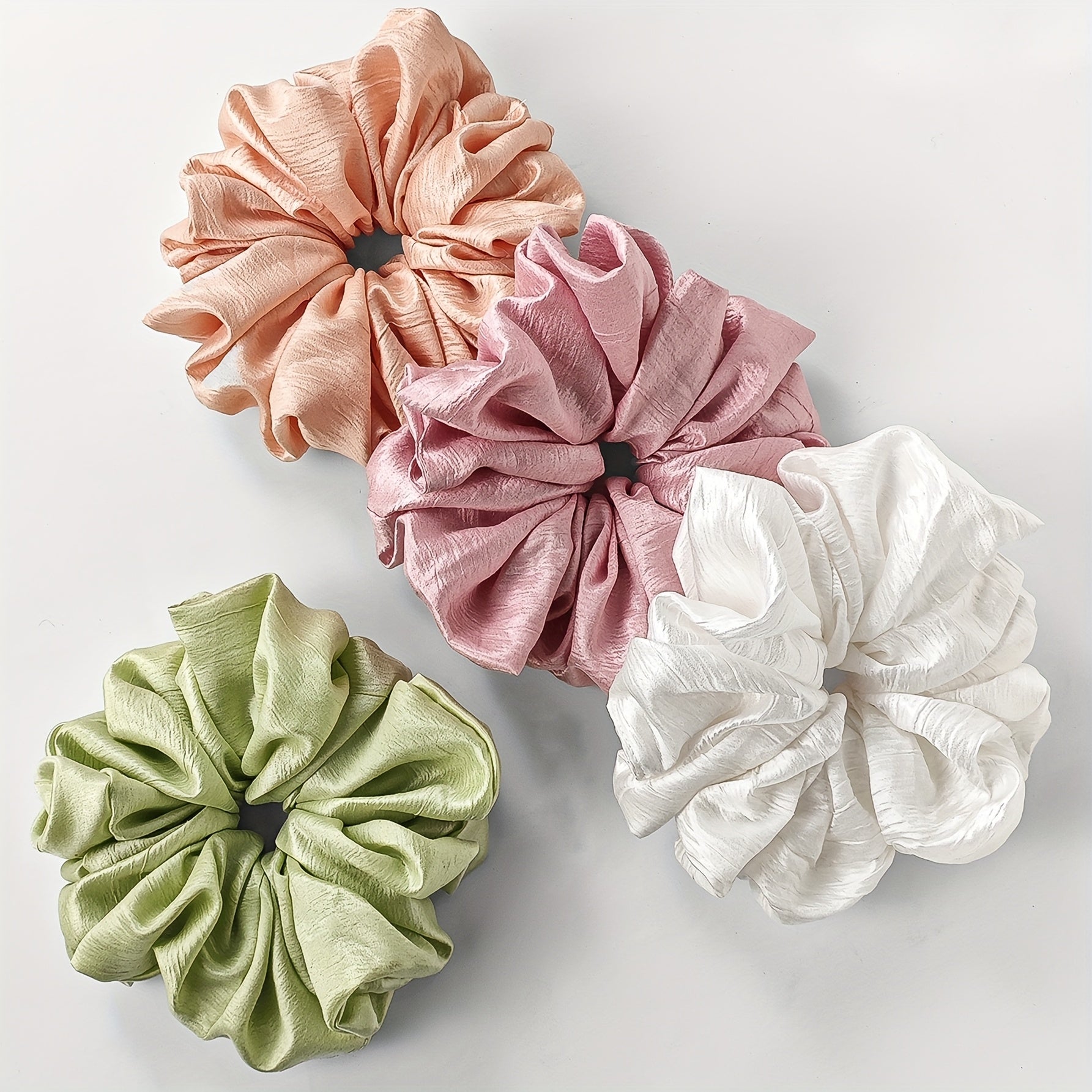 4pcs Set of Oversized Hair Ties, Solid Color Hair Bands, Satin Hair Ropes, Hair Tie Headdress, Women'S Hair Additions