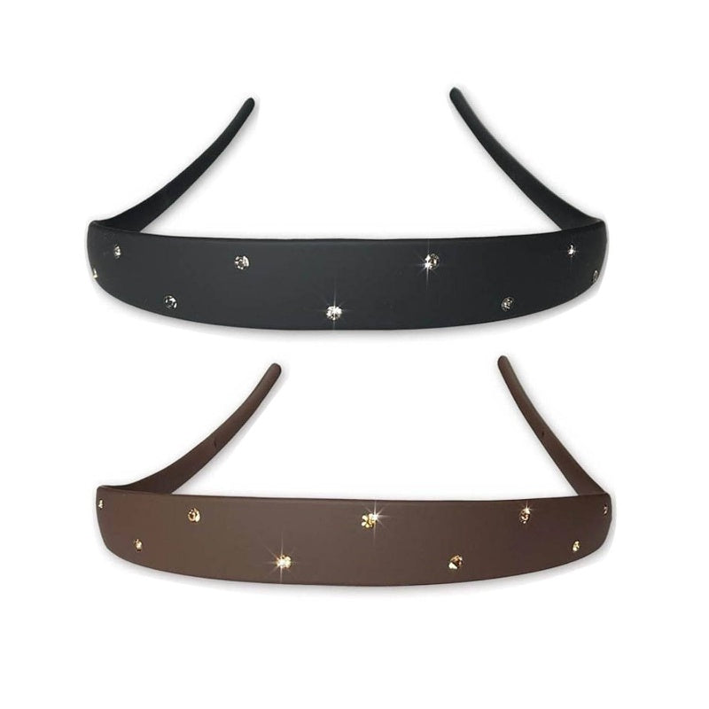2 Pack Rhinstone Plastic Headbands Women, Headbands Designed Eyewear, Fashion Skinny Headbands with TeethBlack, Brown, Fashion Accessories, Eyewear Support, Chic Design, Trendy Headwear, Durable Material, Lightweight Headband, Headband Set