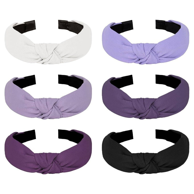 Women'S Non-Slip Knotted Headbands - Elegant Knot Design Hair Bands with Secure Hold, Soft Stretchy Fabric, Multi-Color Options (, Purple, Pink, Brown, Grey, Navy) - Versatile for Everyday & Formal Events, Casual Formal Hairstyles - Comfortable Hair