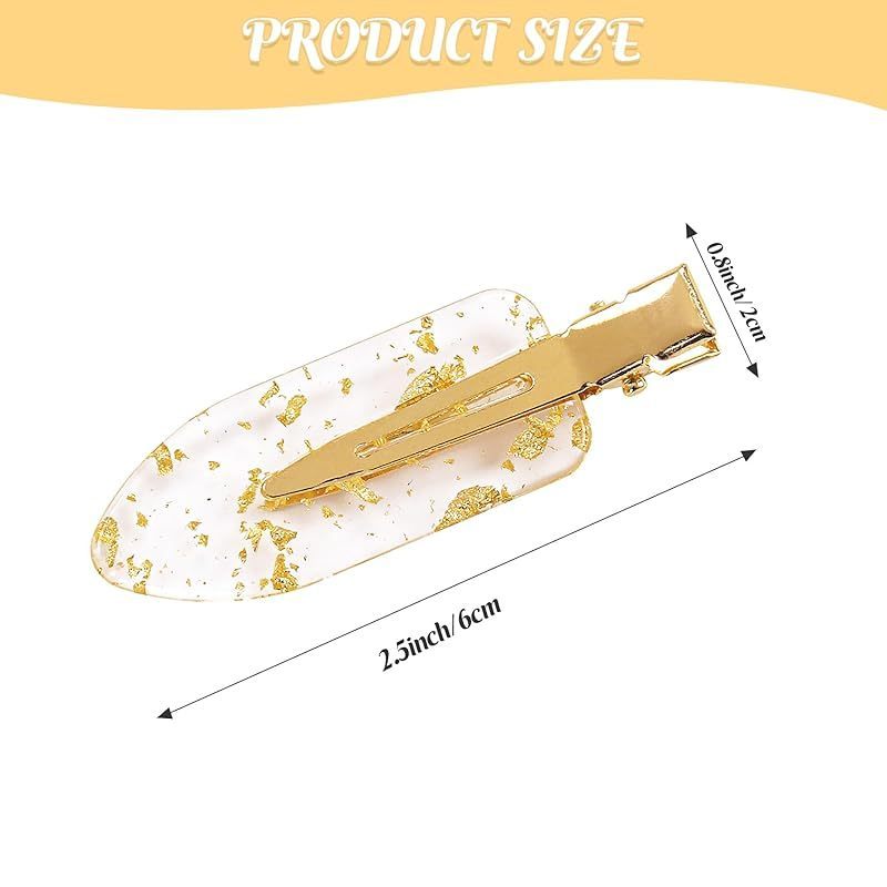 No Bend Hair Clips . 12Pcs\u002F6cards Resin & Stainless Steel No Crease Hair Clips . Gold Glitter Bridesmaid Proposal Gift Hair Clip for Makeup Styling Hair accessories Hair Setting Clips for Bangs