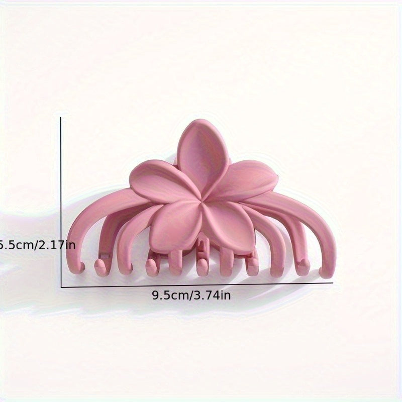4pcs Large Hair Clip | Simple Style Shark Claw Clip Matte Flower Solid Color Hair Claw Women'S Thin Thick Curly Hair Accessories | Available in Grey, Green, Purple