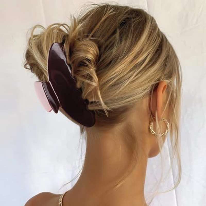 Women Acetate Hair Claw Clips Compatible for All Hair Types - Dark Brown Vintage Y2K Hair Clips with Hold, Lightweight Non-Slip Spring Clip for Thick\u002FThin Hair, Cute Gift for ( Fiber)