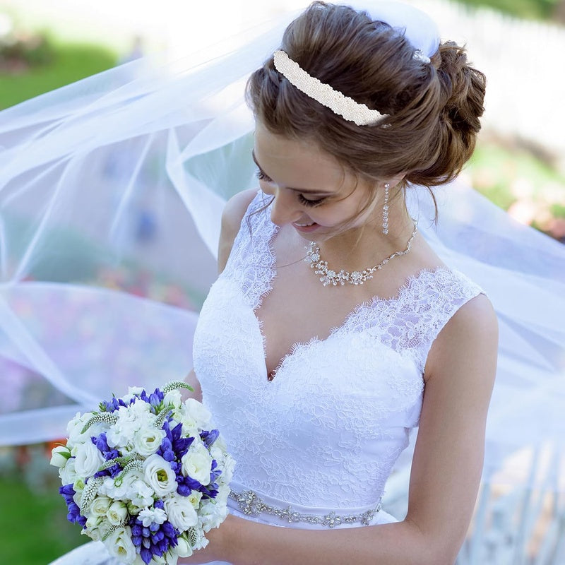 10 PCS Pearl Headbands for Women - Non Slip White Pearl Headband Bridal Headband Hairbands Padded Head Bands for Wedding, Party