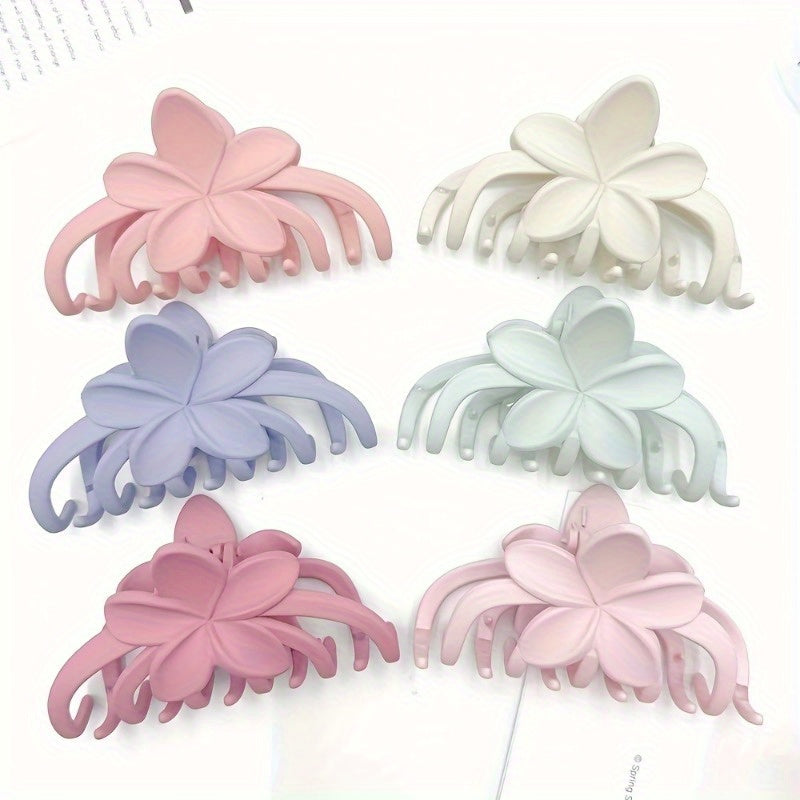 4pcs Large Hair Clip | Simple Style Shark Claw Clip Matte Flower Solid Color Hair Claw Women'S Thin Thick Curly Hair Accessories | Available in Grey, Green, Purple