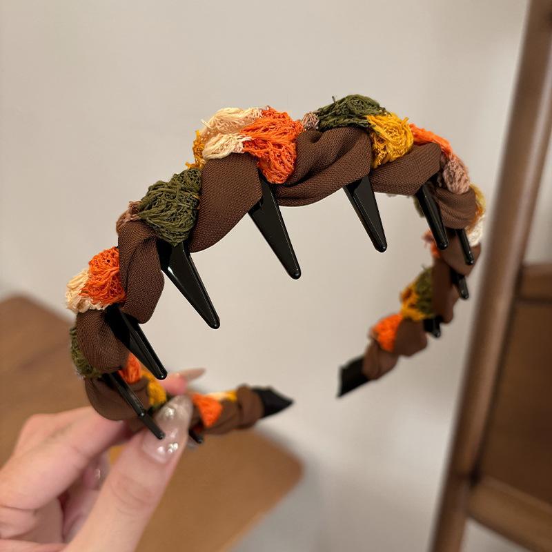 1pc Vintage Stylish Color-Contrast Twist Hairband for Women | High-Crown Design & Non-Slip Grip | Ideal for Fall\u002FWinter | Comfortable Blend