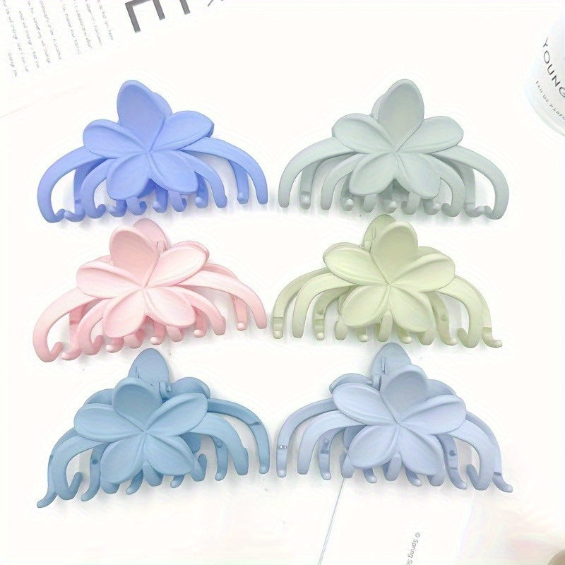 4pcs Large Hair Clip | Simple Style Shark Claw Clip Matte Flower Solid Color Hair Claw Women'S Thin Thick Curly Hair Accessories | Available in Grey, Green, Purple