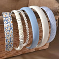 Retro Hong Kong Style Floral Plaid Headband Korean Version Wearing Round Face Cute and Versatile Internet Celebrity Headband 6pcs Set