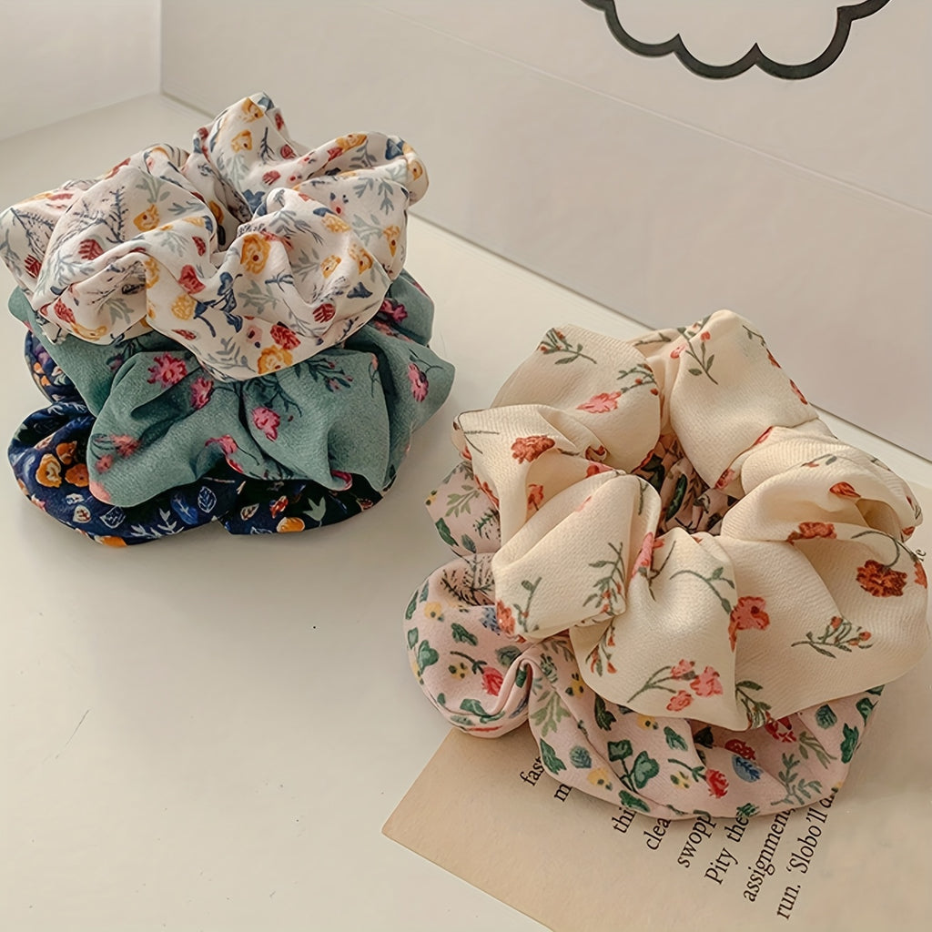 3pcs Elegant Floral Hair Ties for Women, Sweet Bun Holders, High-Quality Ponytail Additions, Versatile Hair Bands for Ladies