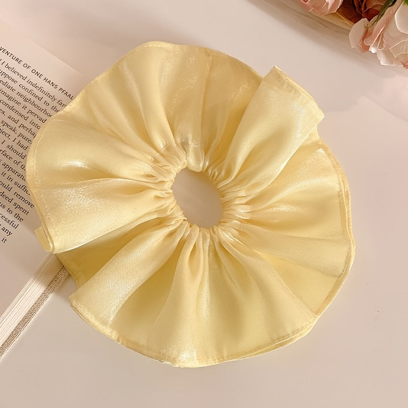 1pc Creamy Yellow Large Intestine Hair Tie | Easy Versatile Bun Hair Rope, Solid Color, Ideal for Valentine'S Day