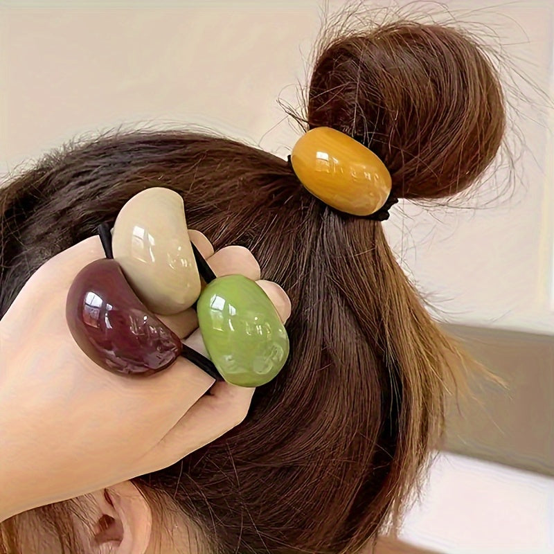 8 Mixed-Color High-Elasticity Easy Hair Ties, Candy-Colored Acrylic Hair Additions, Cute Hair Bands with Rubber Bands