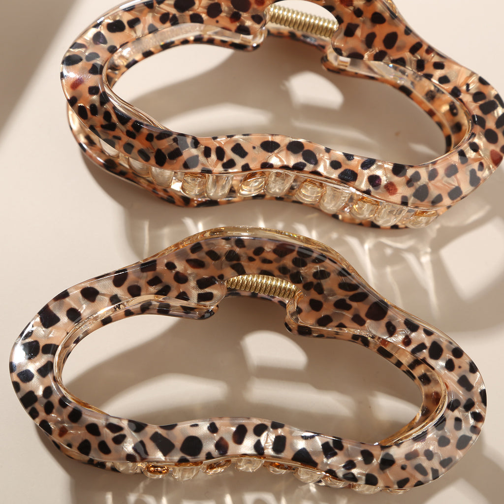 Coffee Leopard Print Retro Hong Kong Style Grab Clip Women's Clip Headgear Hairpin Back Head Shark Clip Hair Accessories
