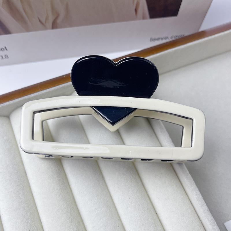 1pc Retro Heart Cube Hair Claw Clip with Acetate Material | Simple Elegant Ponytail Clip for Everyday Use | Suitable for Office Home Party | Spring Summer Collection | Mother' S Day Gift