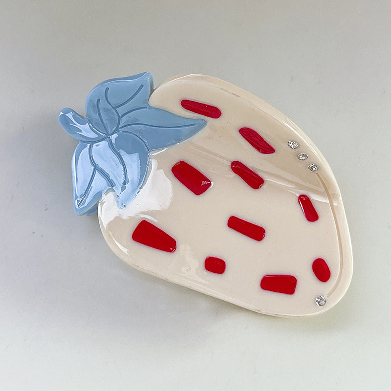 2pcs of Sweet Cream-Style Strawberry Hair Clips, Cute Fruit Acetate Hairpins for Ponytails, Shark Clips for Updos, Hair Additions