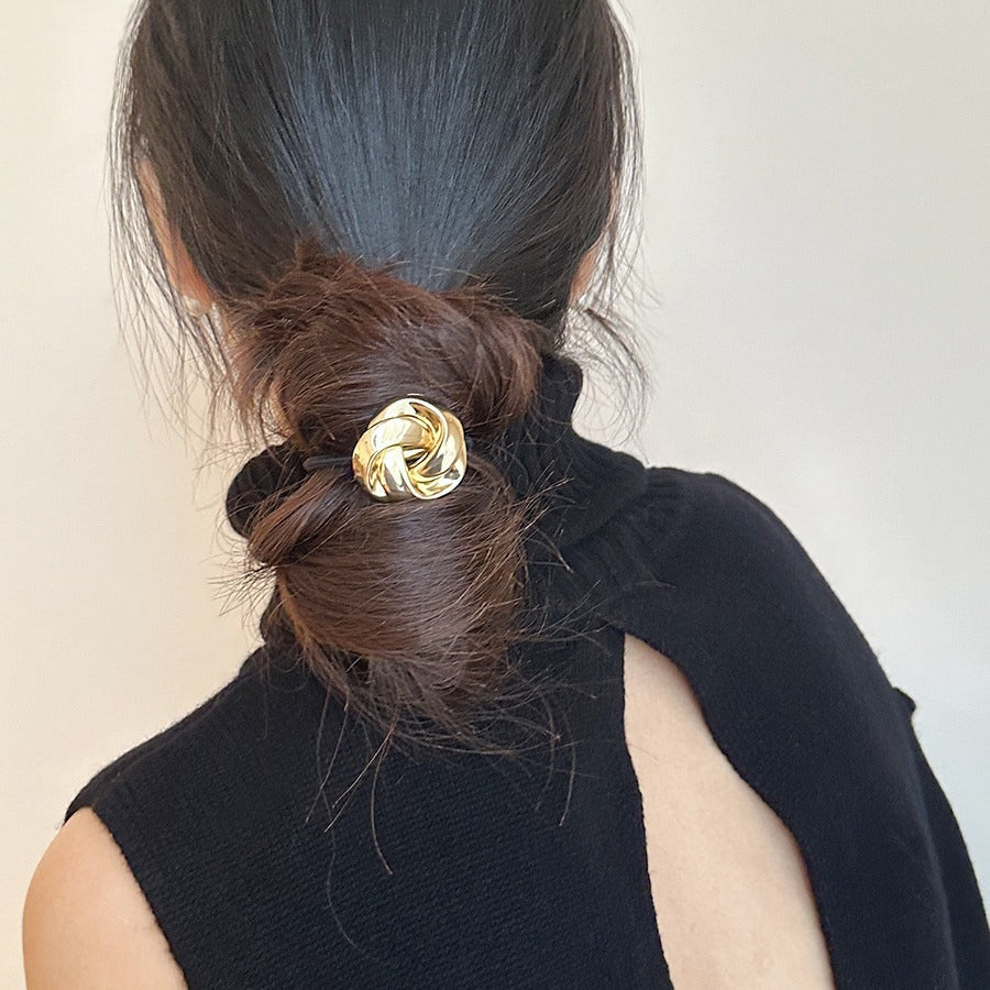 Single Women'S Metal Twist Hair Band | Versatile Simple Hair Rope, Elegant High-End Headband Rubber Band, Crochet Style, Solid Color