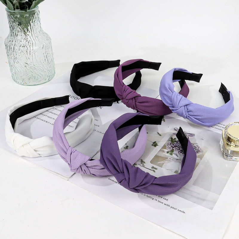 Women'S Non-Slip Knotted Headbands - Elegant Knot Design Hair Bands with Secure Hold, Soft Stretchy Fabric, Multi-Color Options (, Purple, Pink, Brown, Grey, Navy) - Versatile for Everyday & Formal Events, Casual Formal Hairstyles - Comfortable Hair