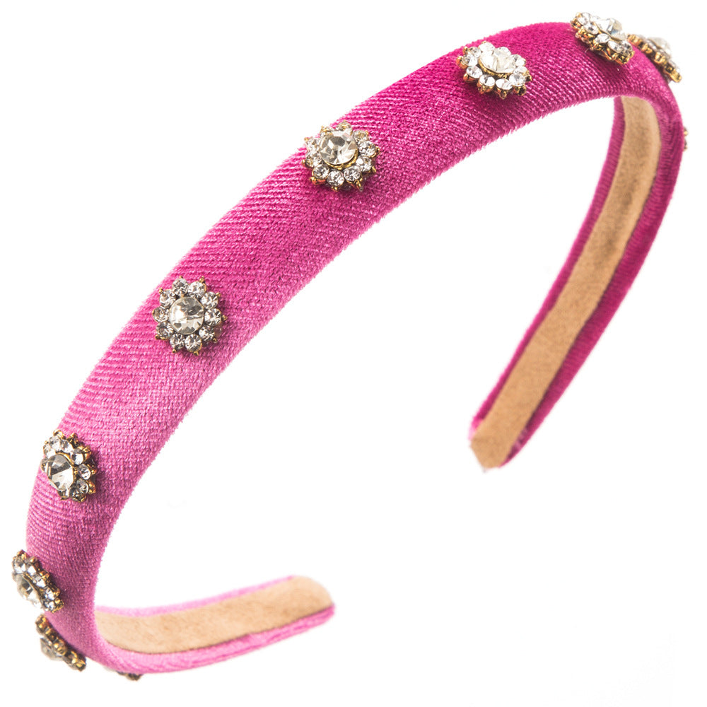 Korean Style Trendy New Flocked Fabric Thin Hairband  Flower High-Quality Hair Accessories