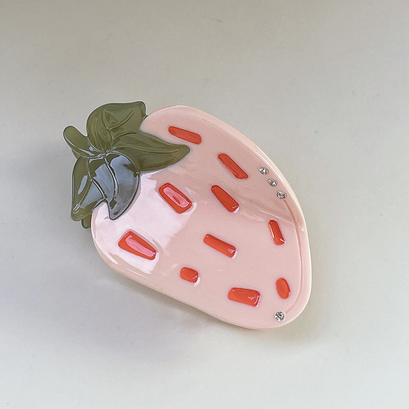 2pcs of Sweet Cream-Style Strawberry Hair Clips, Cute Fruit Acetate Hairpins for Ponytails, Shark Clips for Updos, Hair Additions
