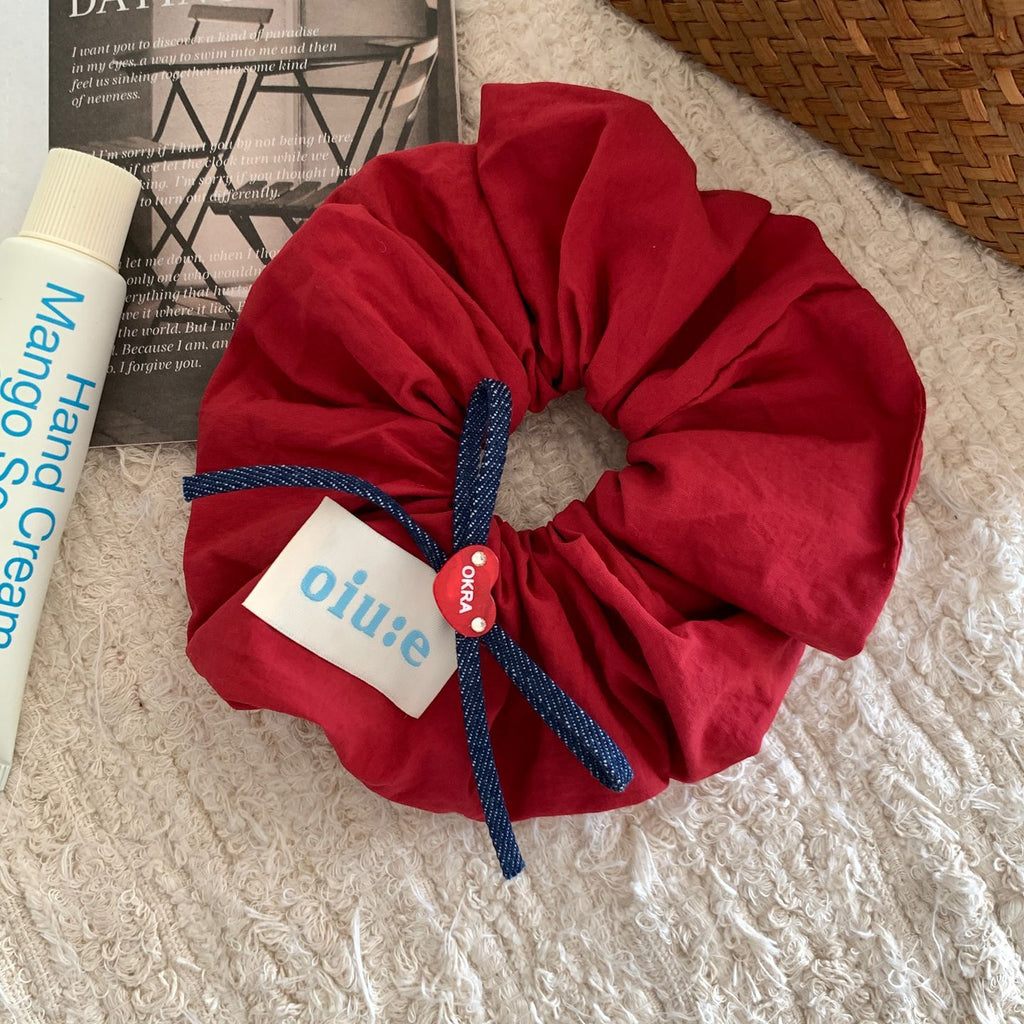 Tomato Red Lazy Style Large Intestine Hair Tie for Women | Fashionable Faux Leather Hair Rope, 2025 New Hair Flower