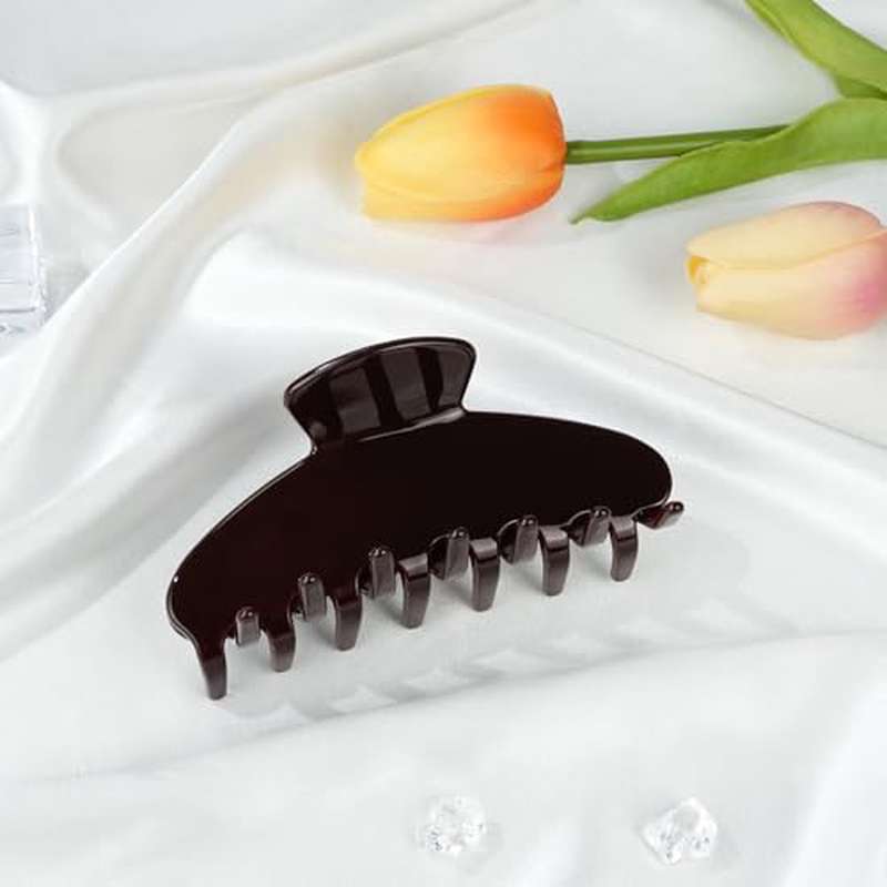 Women Acetate Hair Claw Clips Compatible for All Hair Types - Dark Brown Vintage Y2K Hair Clips with Hold, Lightweight Non-Slip Spring Clip for Thick\u002FThin Hair, Cute Gift for ( Fiber)