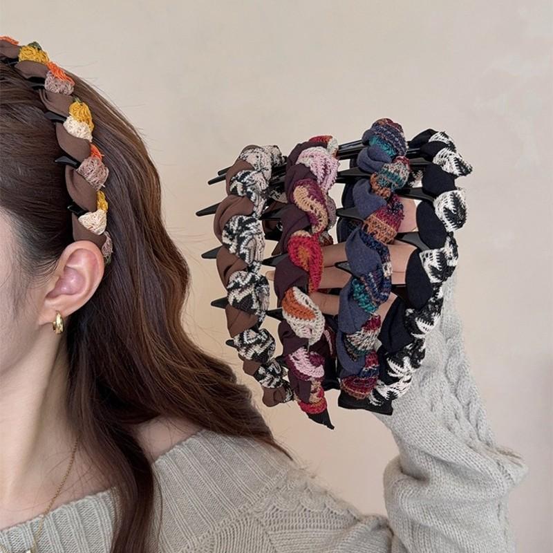 1pc Vintage Stylish Color-Contrast Twist Hairband for Women | High-Crown Design & Non-Slip Grip | Ideal for Fall\u002FWinter | Comfortable Blend