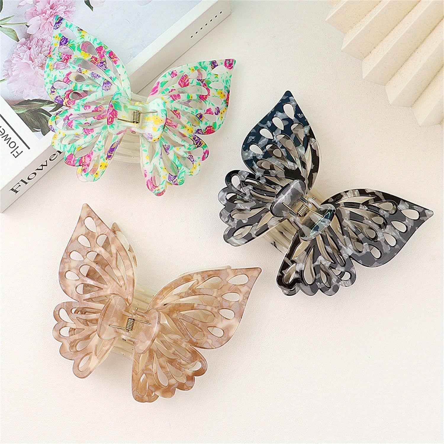 Set of 9 Butterfly Hair Clips Designed for Women, Featuring Large Claw Clips Suitable for Thick And Medium Hair. These Charming Matte Hair Additions Are Perfect for Various Occasions Such As Birthdays, Parties, Halloween, Christmas, And Everyday Use
