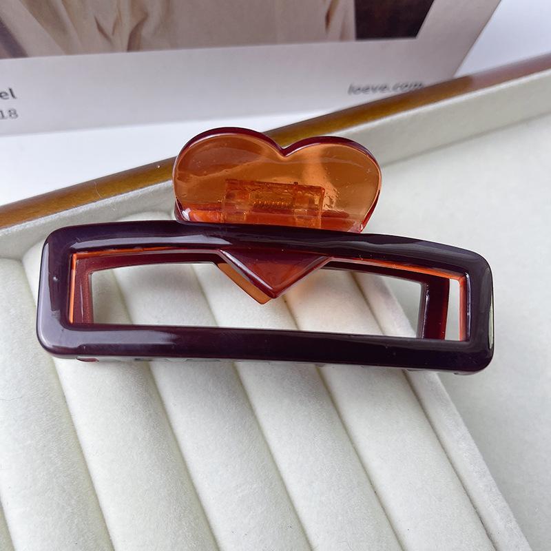 1pc Retro Heart Cube Hair Claw Clip with Acetate Material | Simple Elegant Ponytail Clip for Everyday Use | Suitable for Office Home Party | Spring Summer Collection | Mother' S Day Gift