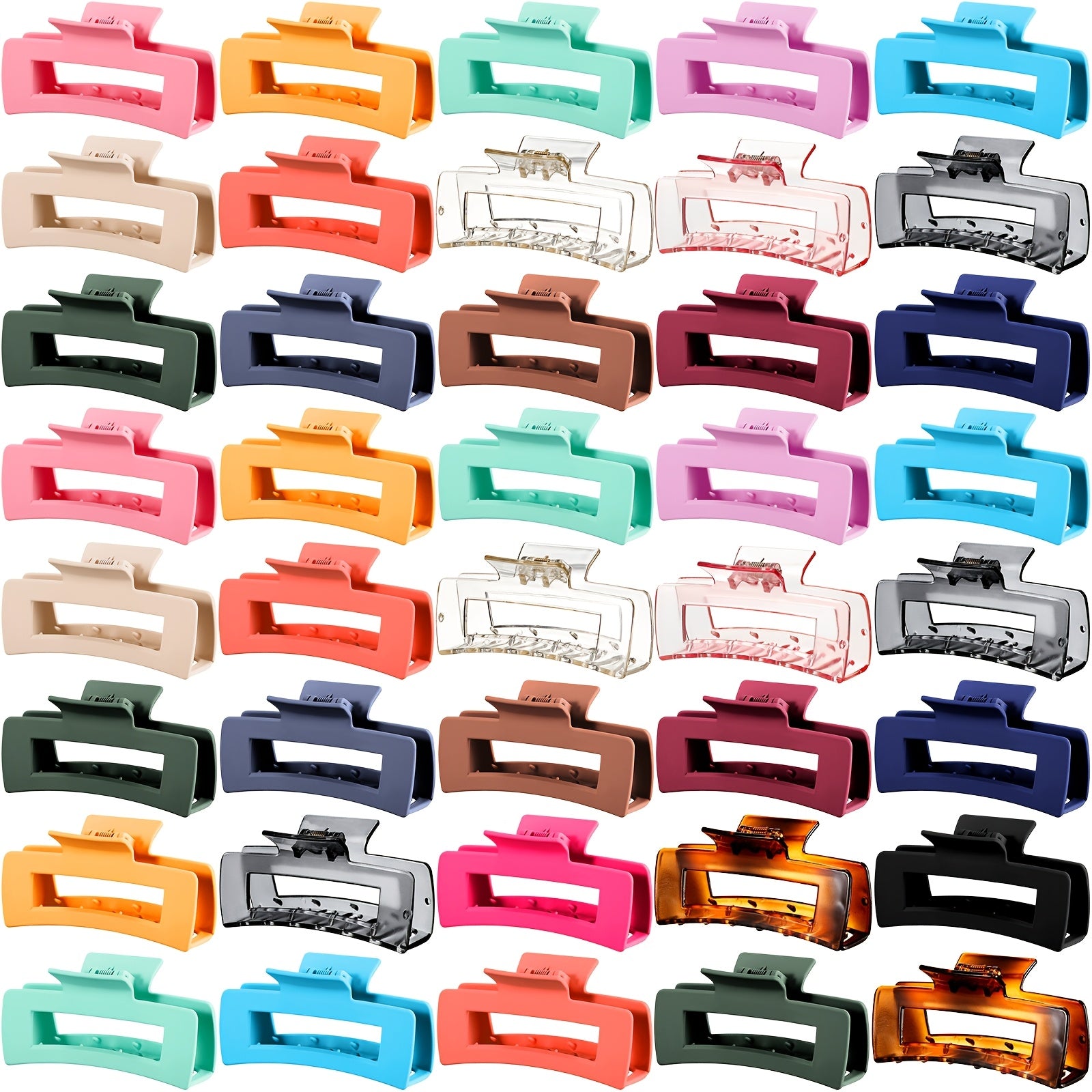 36pcs 4.1 Inch Large Hair Claw Clips Rectangular Big Hair Clips Matte Nonslip Banana Clip Strong Hold Plastic Barrettes Jaw Clips for Women Gifts Hair Accessories, 18 Colors