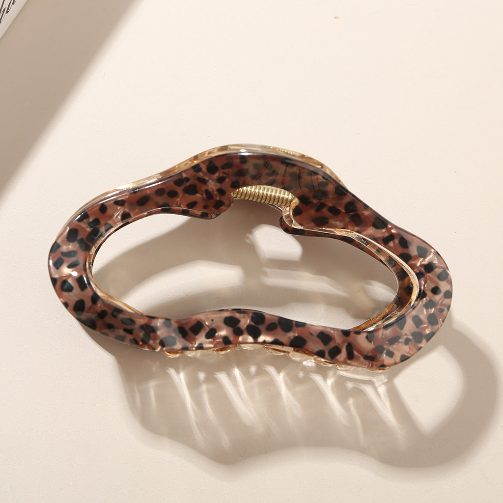Coffee Leopard Print Retro Hong Kong Style Grab Clip Women's Clip Headgear Hairpin Back Head Shark Clip Hair Accessories