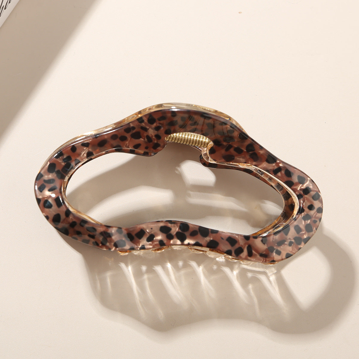 Coffee Leopard Print Retro Hong Kong Style Grab Clip Women's Clip Headgear Hairpin Back Head Shark Clip Hair Accessories
