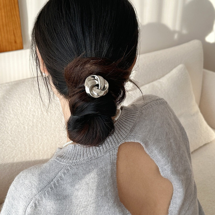 Single Women'S Metal Twist Hair Band | Versatile Simple Hair Rope, Elegant High-End Headband Rubber Band, Crochet Style, Solid Color