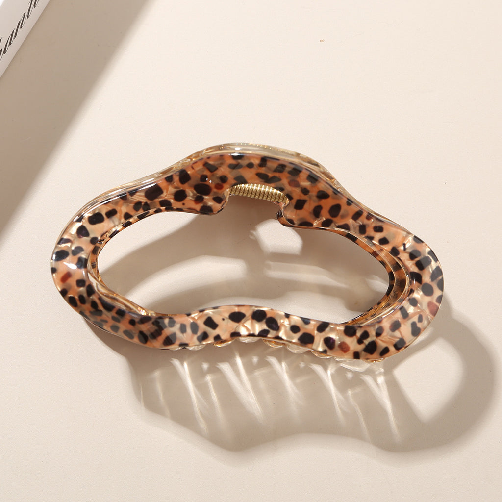 Coffee Leopard Print Retro Hong Kong Style Grab Clip Women's Clip Headgear Hairpin Back Head Shark Clip Hair Accessories