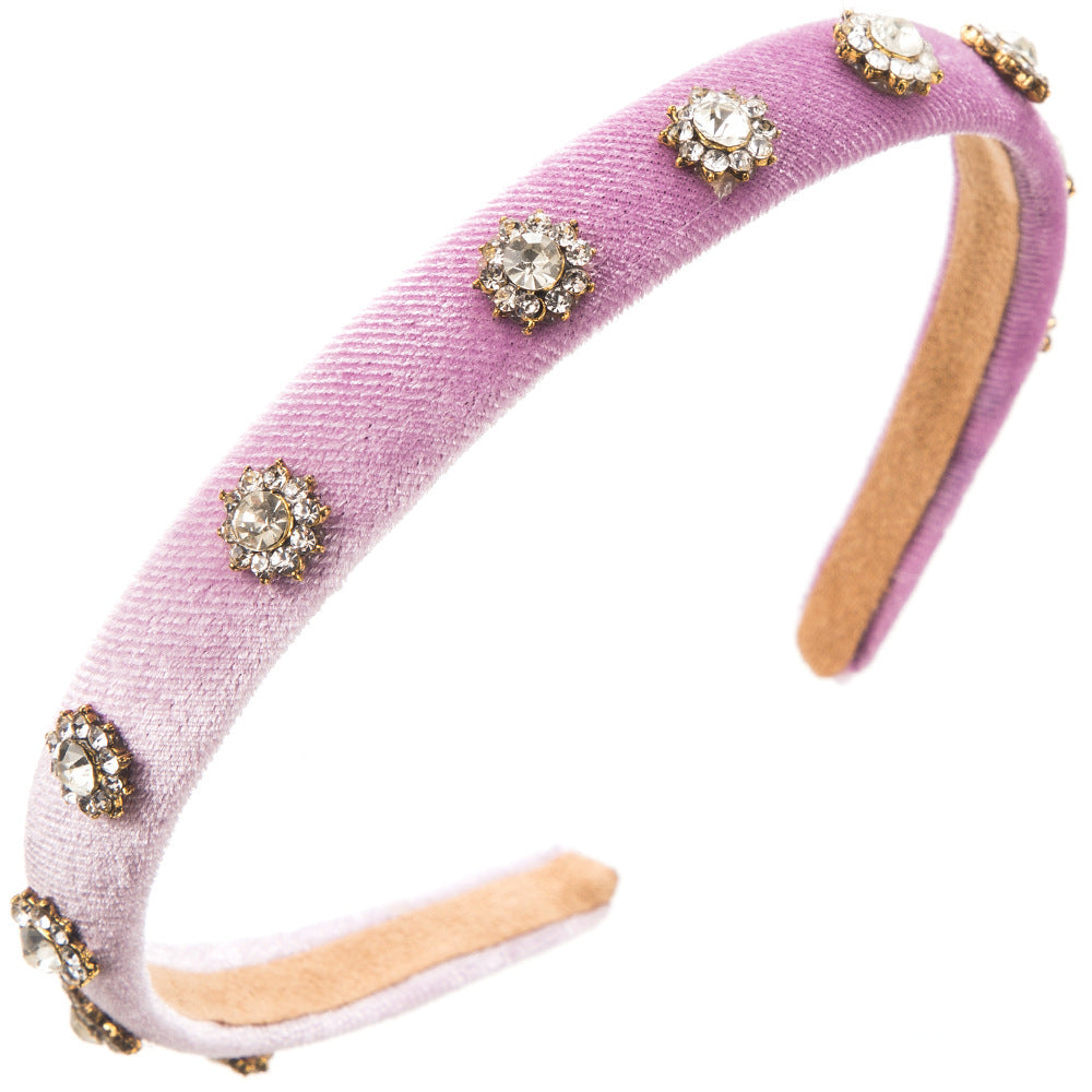 Korean Style Trendy New Flocked Fabric Thin Hairband  Flower High-Quality Hair Accessories