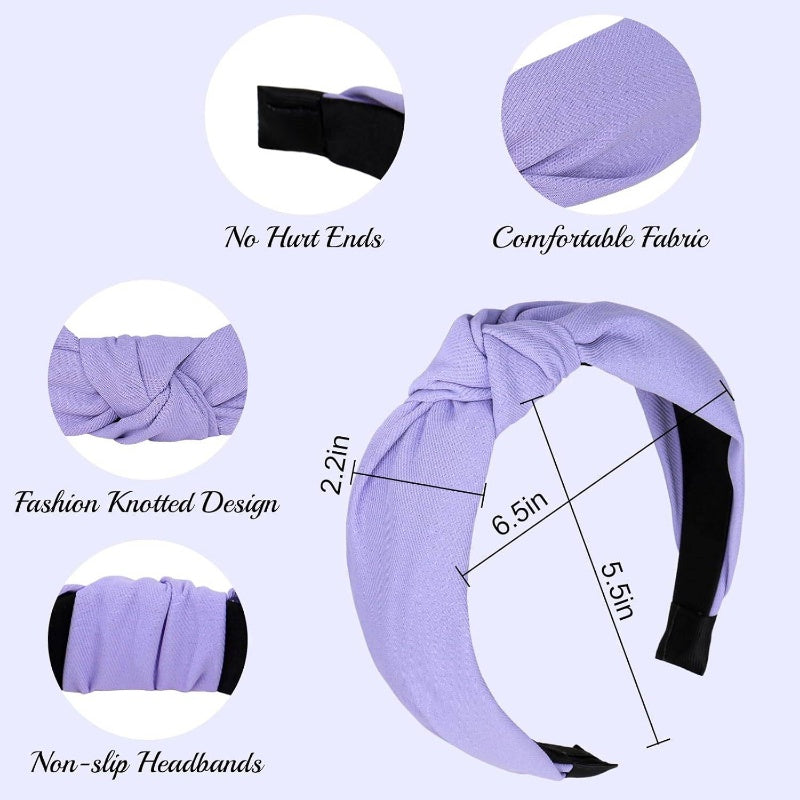 Women'S Non-Slip Knotted Headbands - Elegant Knot Design Hair Bands with Secure Hold, Soft Stretchy Fabric, Multi-Color Options (, Purple, Pink, Brown, Grey, Navy) - Versatile for Everyday & Formal Events, Casual Formal Hairstyles - Comfortable Hair